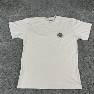 VTG Rainforest Cafe Shirt Mens Medium Beige Orlando Embroidered Frog Logo Cotton